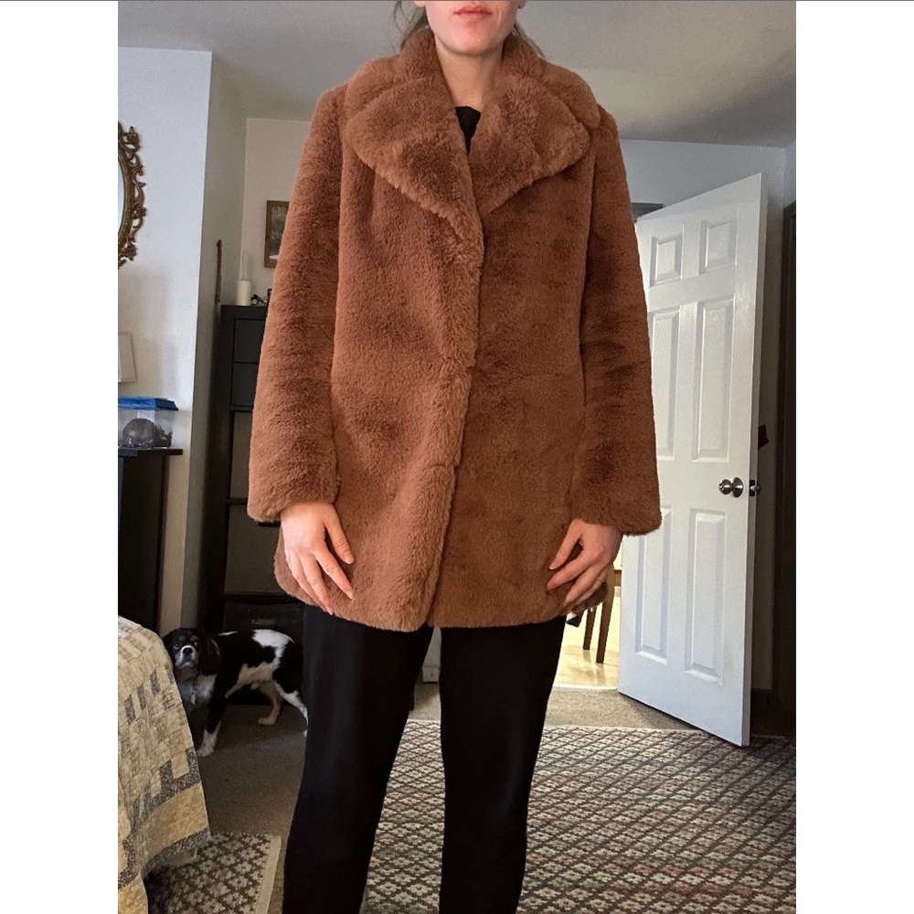 Zara faux fur brown coat